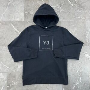 Adidas Y-3 Hoodie Mens Medium U Square Pullover Sweatshirt Yohji Yamamoto Black